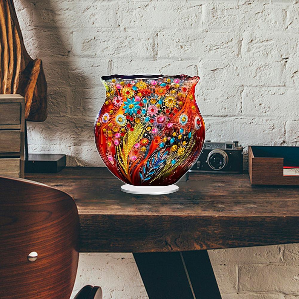 2D/Flat Art Vase DIY 5D DIY Diamond Art Tabletop Decorations Diamond Painting Desktop Decorations for Home Office Desktop Decor