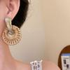 Beach Jewelry Bohemian Drop Earrings Round Geometric Earrings Retro Rattan Weave Earrings  Party