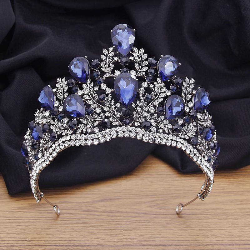 Quality Pageant Crown Headdress Royal Queen Large Water Drop Crystal Tiaras Diadem Bridal Wedding Hair Jewelry Bride Accessories