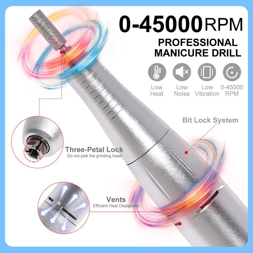 45000RPM Rechargeable Electric Nail Drill Machine Professional High Speed Nail Polish Sander With LCD Screen Nails Accessories