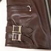 666 [Hervorragender Zustand] LJM-1TF Lammfell Seitenriemen Double Rider Jacke Jacke 34 Braun Gebraucht