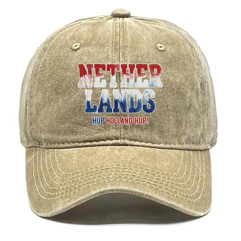 "NETHERLANDS" "HUP HOLLAND HUP" Flag Printed Baseball Hat , Adjustable Sun Hat Sporting Slouchy Lightweight Simple Dad Hat