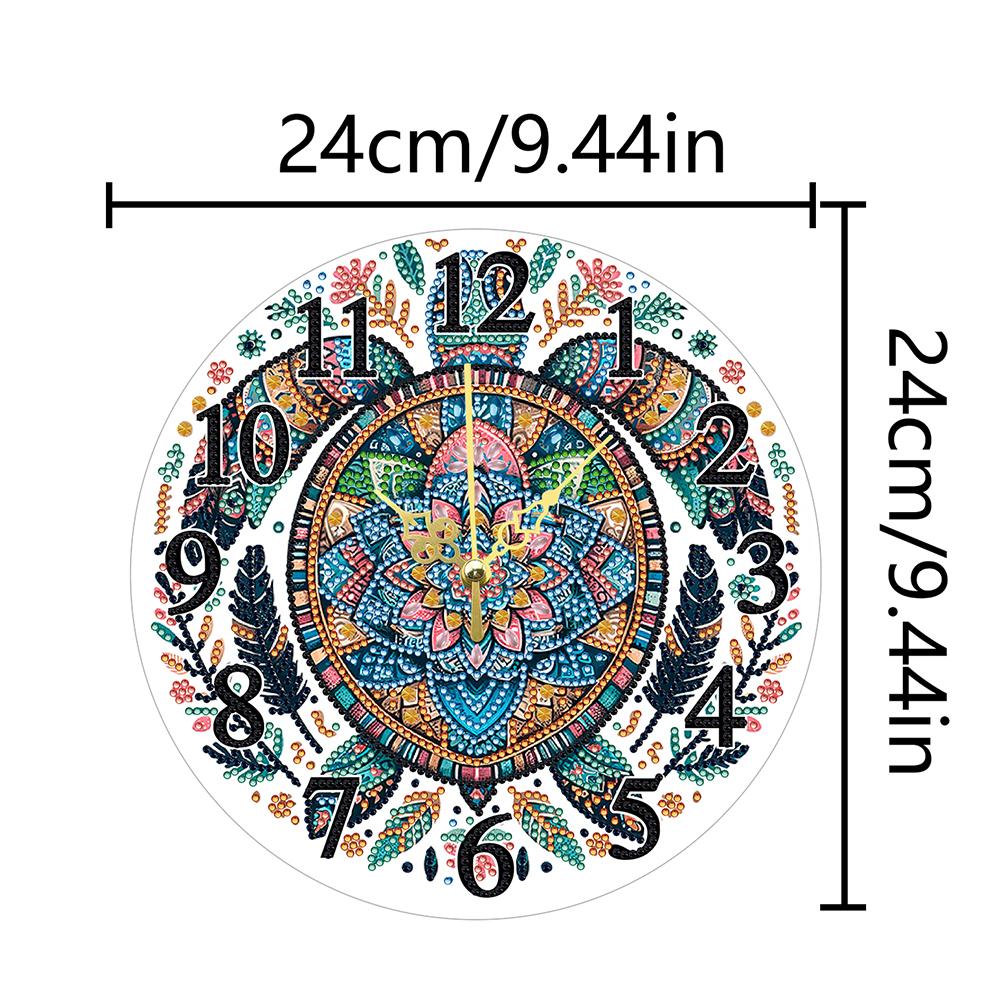 2D Flat DIY Irregular Shaped Drilling Diamond Painting Clock Pendant 5D Hanging Clock Art Craft for Living Room Decoration