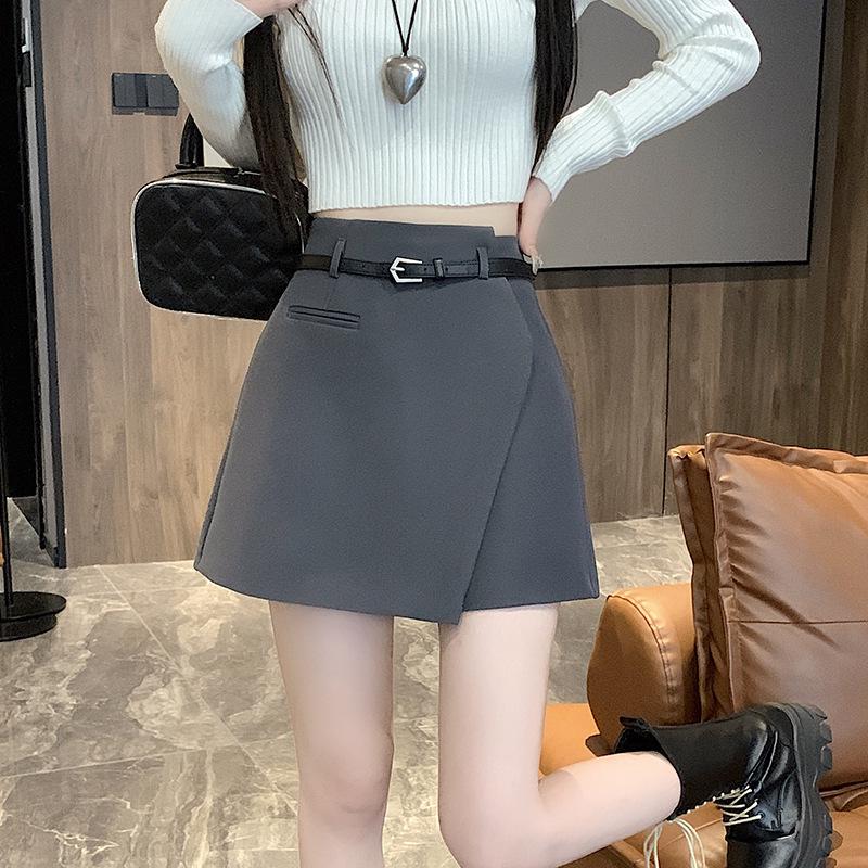 Coffee High-Waisted A-Line Irregular Culottes Skirt - Women's Spring 2025 Trend