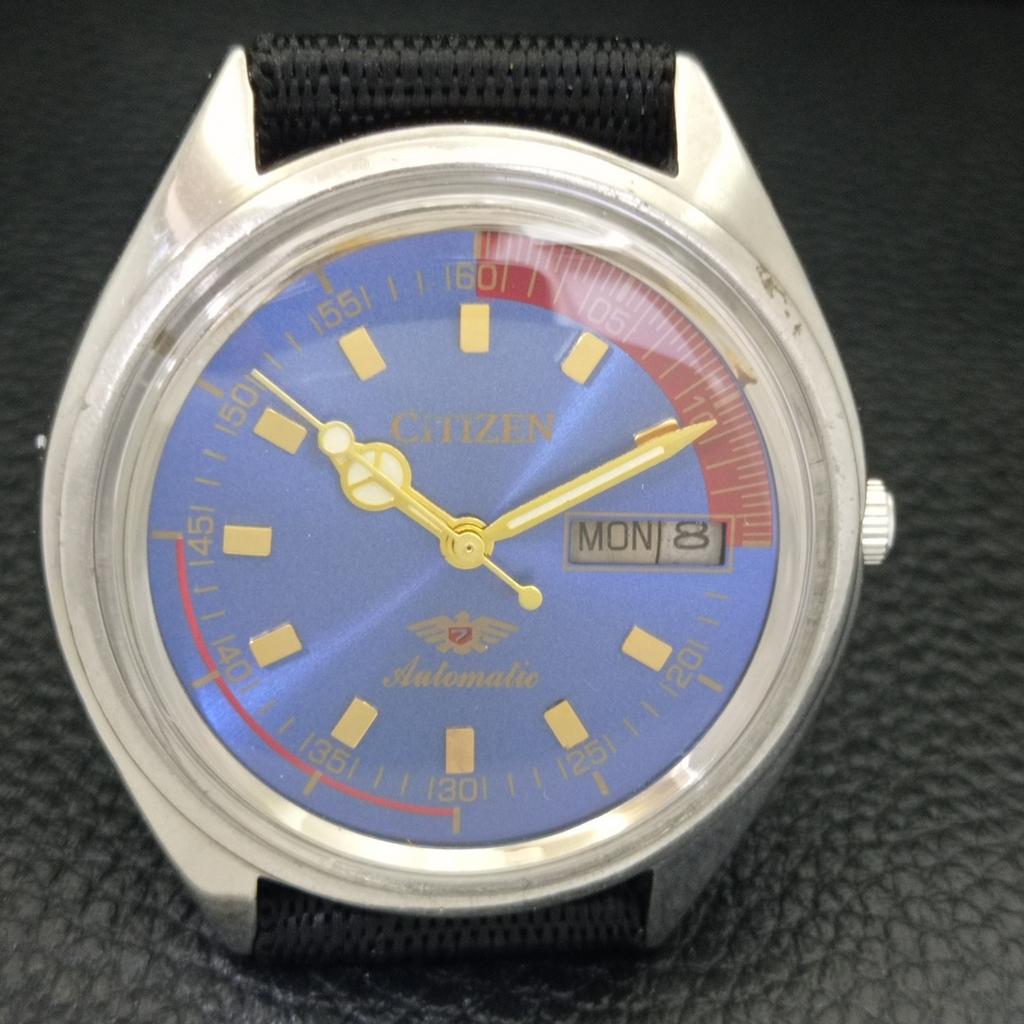 AUTOMATIC VINTAGE CITIZEN 8200 JAPAN MENS BLUE COLOR DIAL WATCH a702787-1 R210-a702787