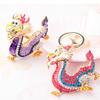 Chinese Zodiac Dragon Keychain Luxury Rhinestone DIY Backpack Handbag Decoration Key Ring Pendant Ornament New Year Spring Festival Gift