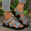 Fashion 2025 Large Size Women Sandals  New Style One-word Solid Color Casual  Thick Bottom Fashionable Beach Sandals Sandalias De Mujer