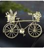 Vintage Creative Rhinestone Bicycle Brooches for Women 2-color Beautiful Taking Flower Bouquet Bike Brooch Pins Jewelry Gift