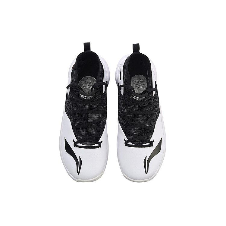Li Ning SONIC 6 V2 Stoff Dämpfung Rutschfest Abriebfest High-Top Basketballschuhe Herren Schwarz Weiß ABAN027-4