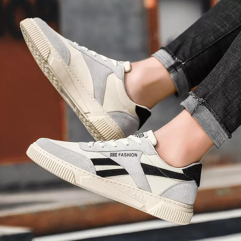 Men's Shoes Sneakers 2024 Autumn New Trend Comfort Lace Up Non Slip Flat Bottomed Casual Skateboard Shoes Outdoor Canvas Shoes