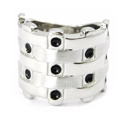 Stahlring 'Choreographie' schwarz silber