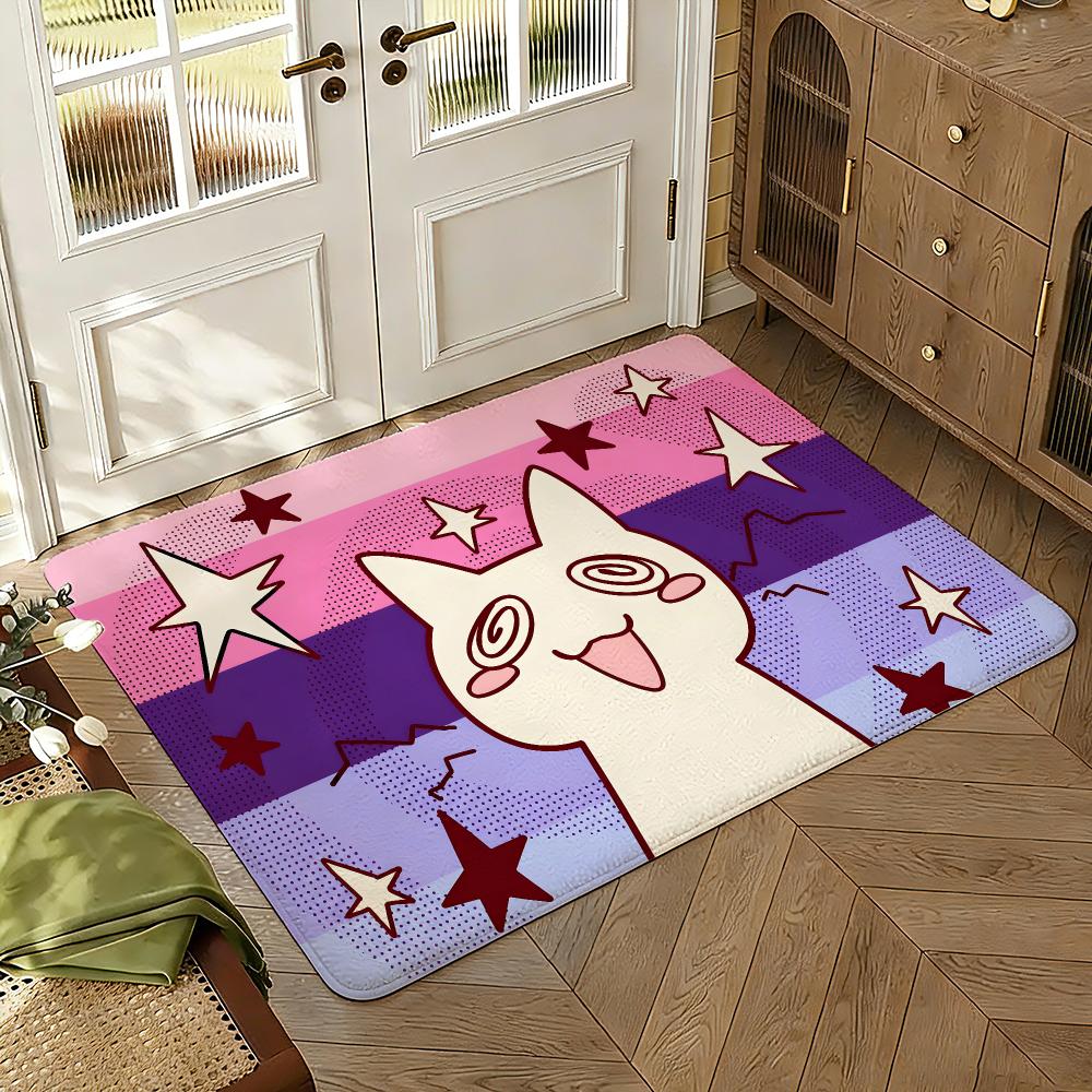 Cute Trans Pride Cat Meme Floor Mat Soft Thickened Absorbent Non-Slip Bedroom Living Room Door Mat Home Decor Flannel Rugs