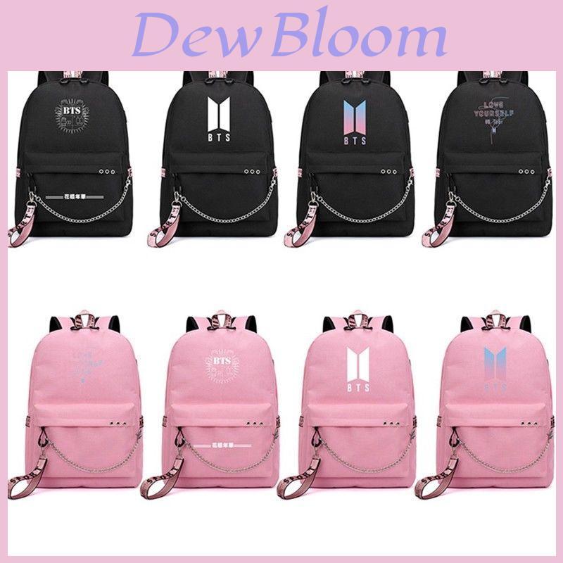 Kpop Bts Backpack Bangtan Boys Canvas School Bookbag With Usb Port And Stylish Design