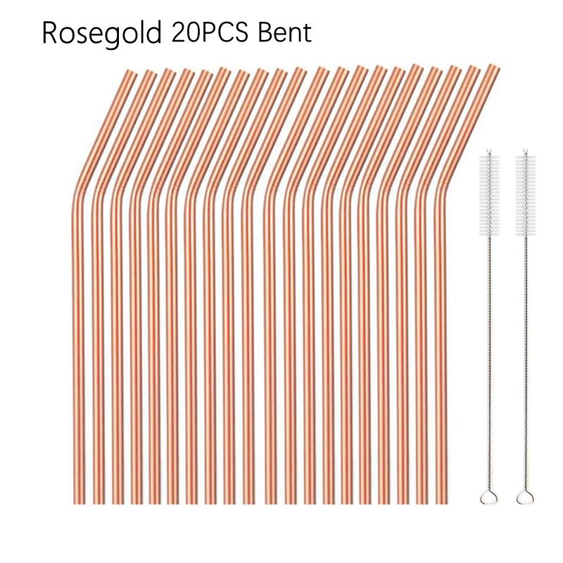 6*215mm 10 Colors Eco-friendly Reusable Metal Straws Set 304 Stainless Steel Drinking Straw Cocktail Party Favor Bar Accessory