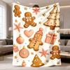 2026 Latest Flannel Blanket | UltraSoft Gingerbread for Man & House Flannel Blanket | Cozy Winter Throw with Gingerbread Men, Hearts, Snowflakes & Can