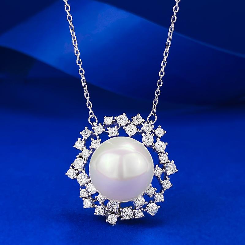 

Xiancan 2024 S925 Silver Star Pearl Pendant Necklace with Diamonds - Women s Fashion Choker 925 Silver