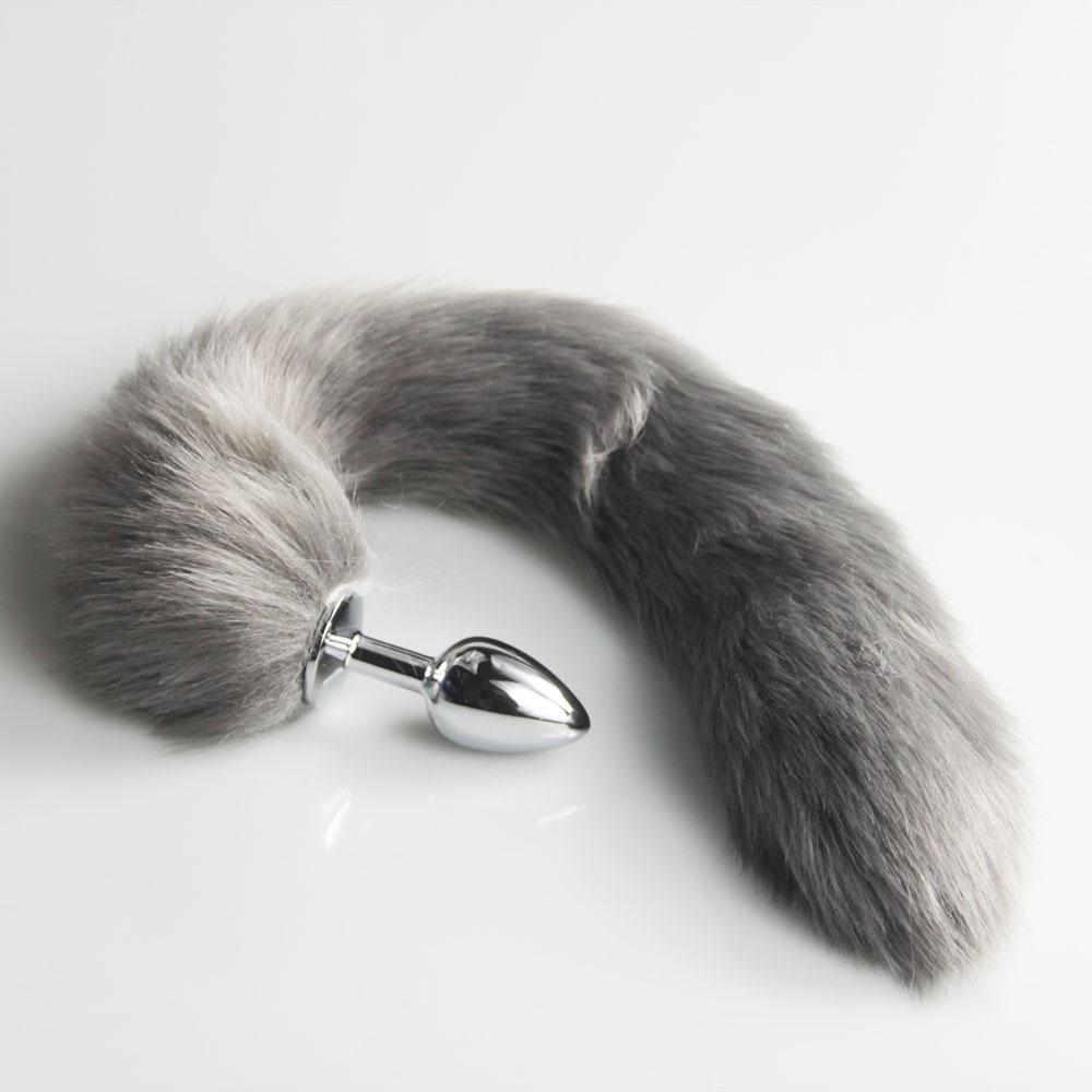 Gray Fox/Dog Tail Metal Furry Anal Plug Sexy Toys Butt Plug BDSM Flirt Anus Plug For Women WILD Cat Tail Adult Toy Stim