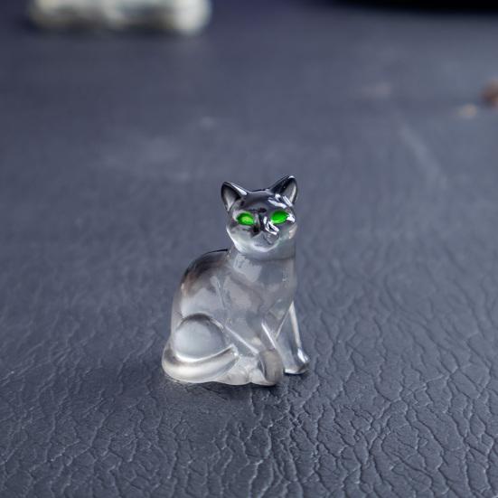 6Pcs Mini Resin Cats Glow-in-the-Dark Transparent Kitten Ornaments Miniature Cat Figurines for Fairy Garden Decor Micro Landscapes Crafts