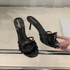 Fashion Women Thin Heels Sandals Slides Shoes Butterfly-Knot Footwear Fashion Round Toe Ladies High Heels Shoes Female Sandals Pumps
