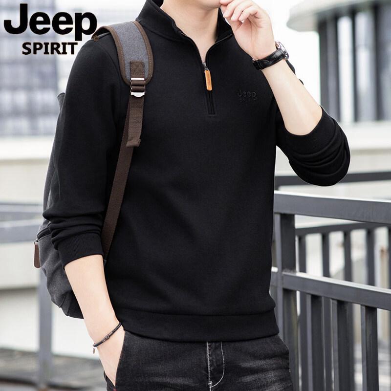 JEEP SPIRIT Men s Pure Cotton Half-Zip Long Sleeve Tee XL