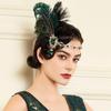 Western 1920s Peacock Feather Headdress Headband Gatsby Party Masquerade Halloween Women's Set Elegant Essential