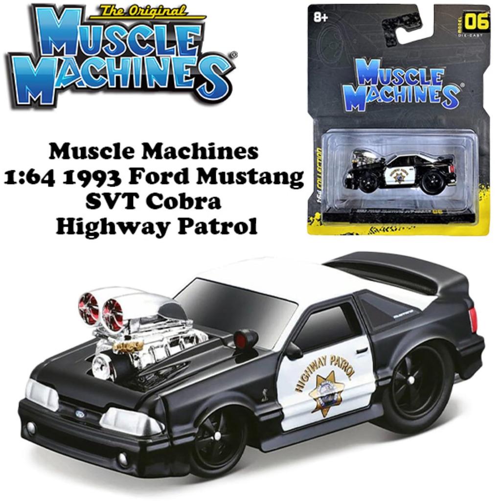 Muscle Machines 1/64 1993 Ford Mustang SVT Cobra Highway Patrol Diecast Miniature Car