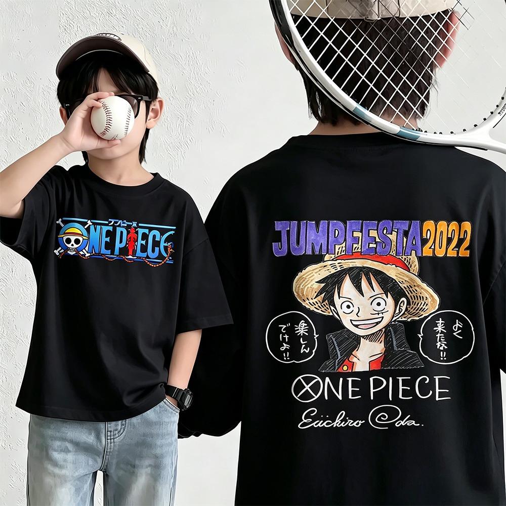 Summer New Arrival One Piece Pattern Tshirt unisex anime print casual shortsleeved fashionable streetwear top Y2K style