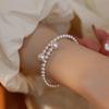 1pc of Minimalist Luxury Adjustable Opening Faux Imitation Pearl Bracelet, French-style Elegant Niche Design Women's Accessory