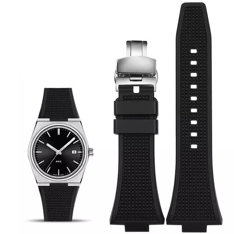 Watchband For Tissot PRX Series Super Player T137.407/T137.410 wristband Butterfly Buckle Men's High quality Watch Strap 26*12mm