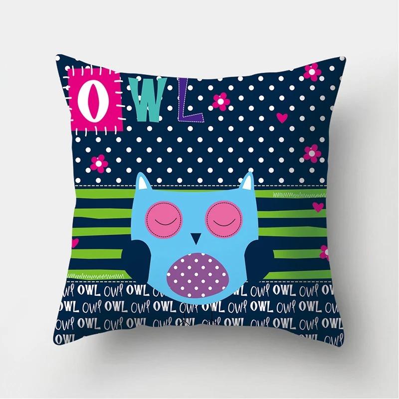 Eule Blume Dekokissenbezug Wohnzimmer Büro Zuhause Kissenbezug Auto Ornamente