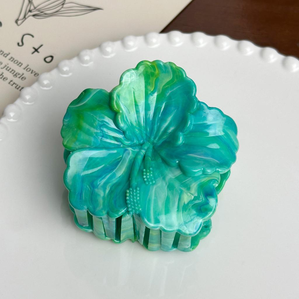 Eye-catching Doris Hair Claw Clip Stunning Marble Pattern Egg Flower Design For Everyday Elegance