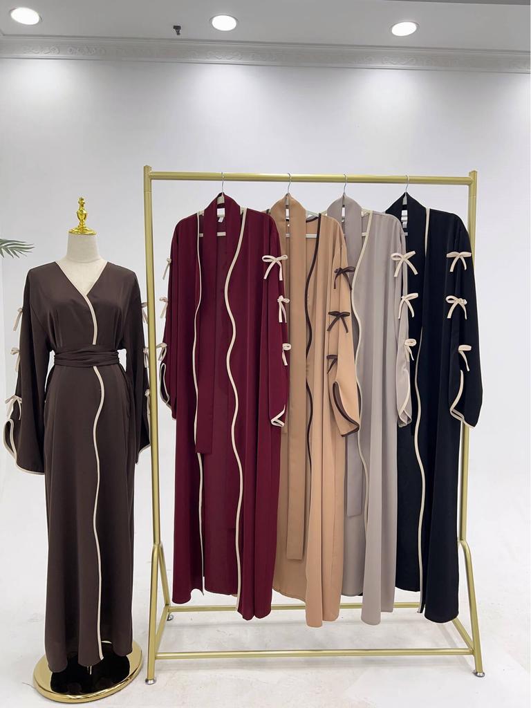 Pure Beauty Bow Long Robe Dress Abaya - Loriya 2025, Europe, America & Middle East Style, Model LR962