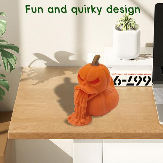 3D Baskılı Balkabağı Ördek Figür Ürkütücü Koleksiyonluk Ördek Kusan Heykel Cadılar Bayramı Partisi Oturma Odası Ofis Masa Dekoru için