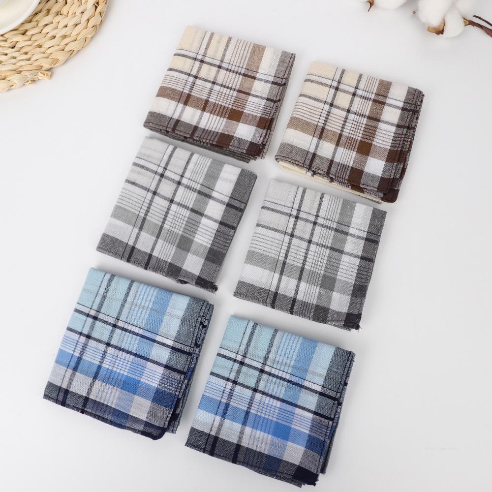 Men's Classic Plaid Pure Cotton Handkerchief for Elders - Old Shanghai Style