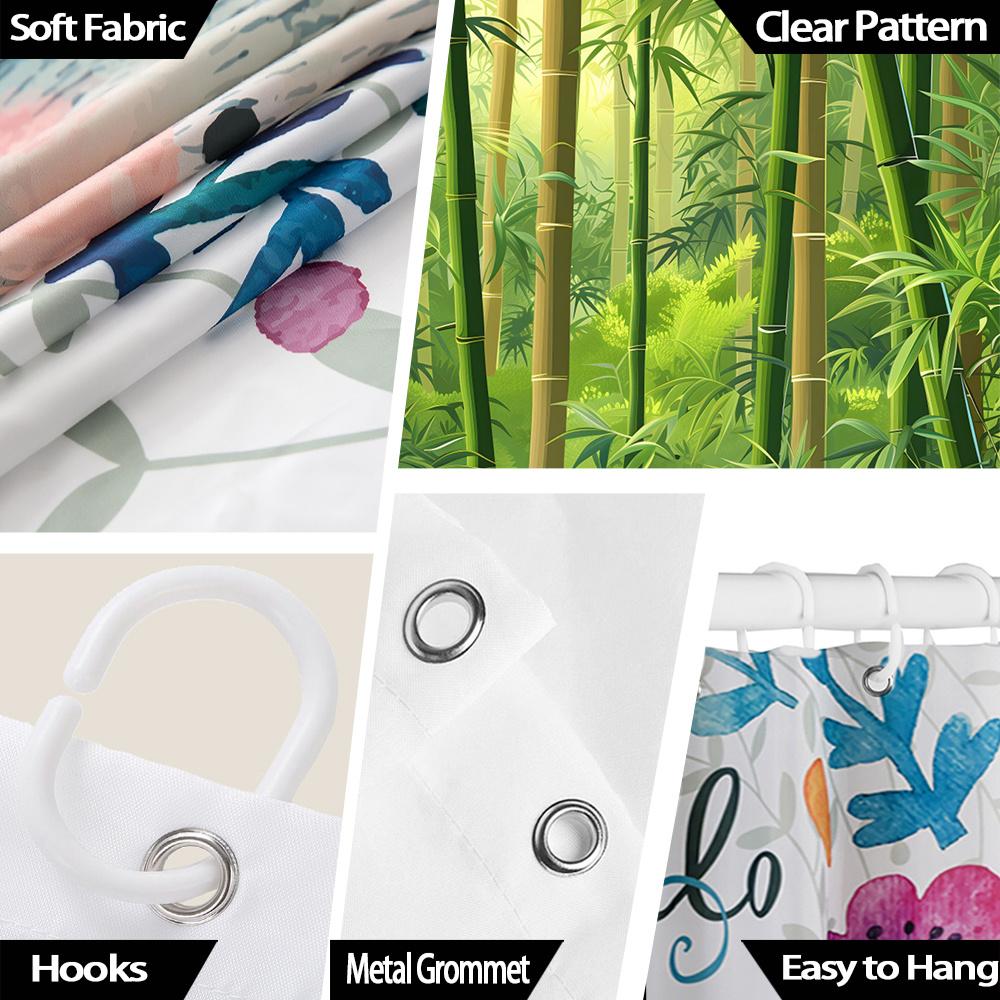 Serene Bamboo Forest Bath Curtain - Lush Greenery & Calming Design, Waterproof Home Decor Adds Zen To Your Bathroom
