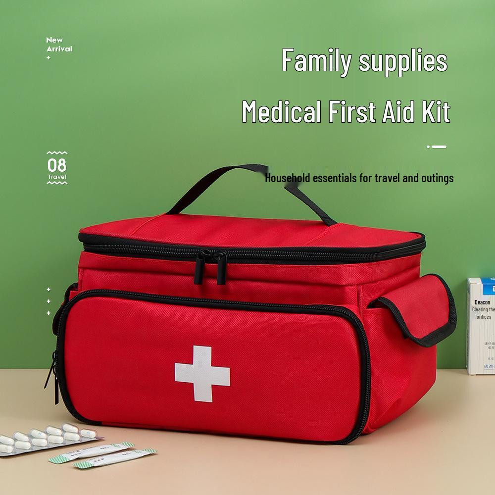 Portable First Aid Kit: Family Medicine Storage Bag and Handheld Medical Tool Box