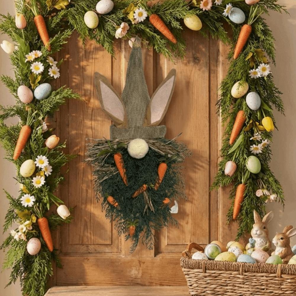 Plastic Easter Gnome Pendant With Carrot Rabbit Ears Door Hanger Spring Wreath  Home Decor