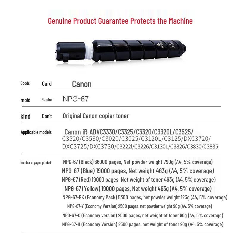 Canon NPG-67 Original Toner Cartridge CN plug (adapter included)