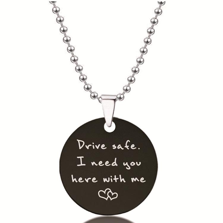 European/American Black Stainless Steel Necklace with Video Engraving - Valentine's and Christmas Gift