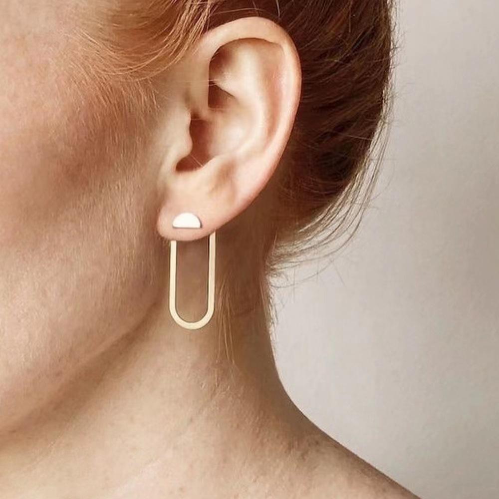Evropské a americké minimalistické geometrické náušnice z nerezové oceli: Kočka, Motýl a Láska Vzory