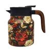 Premium Thermal Florals Teapot 1000ml Removable Infuser Stainless Steels Body And Ergonomic Wooden Handle Teas Kettle