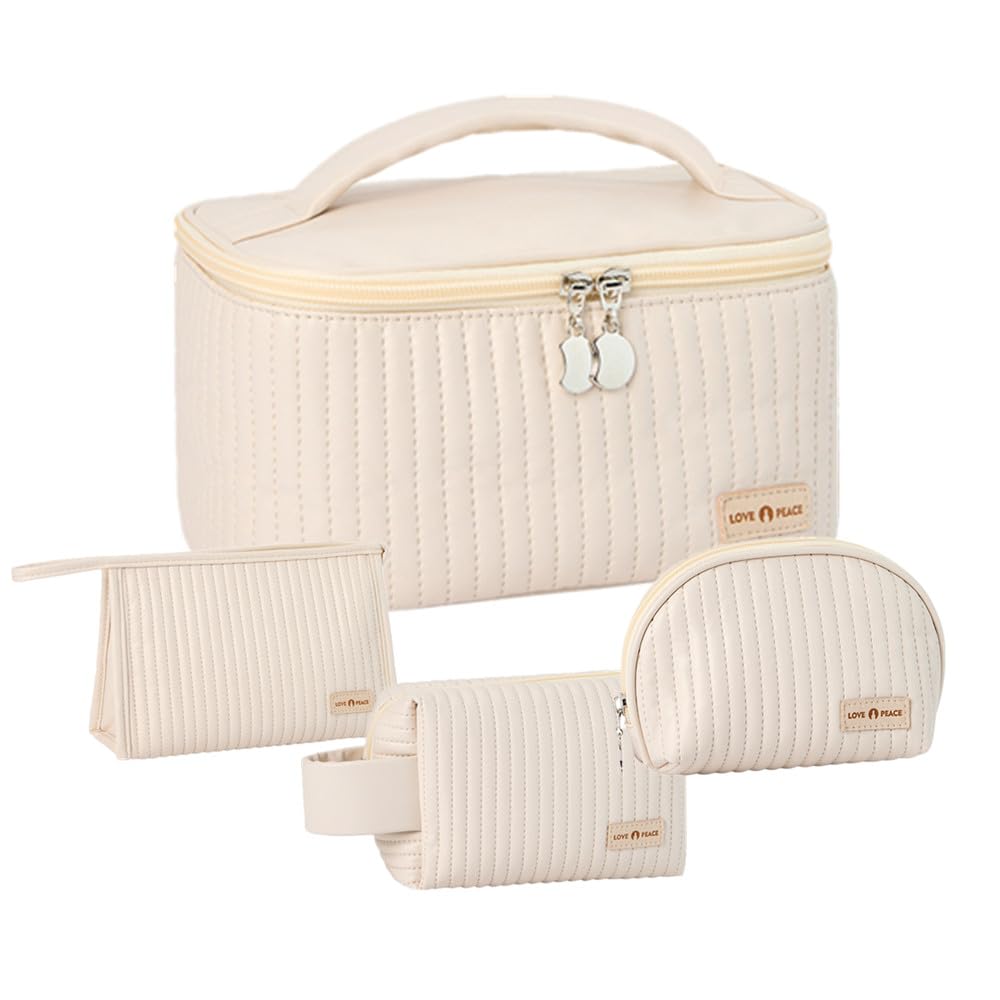 

FLORPERRY Cosmetic Makeup Makeup Cosmetic Small Storage Cosmetic Makeup Pouch Makeup Travel Toiletry Travel Business Set of Beige Bag, Pouch, Tool, бежевый