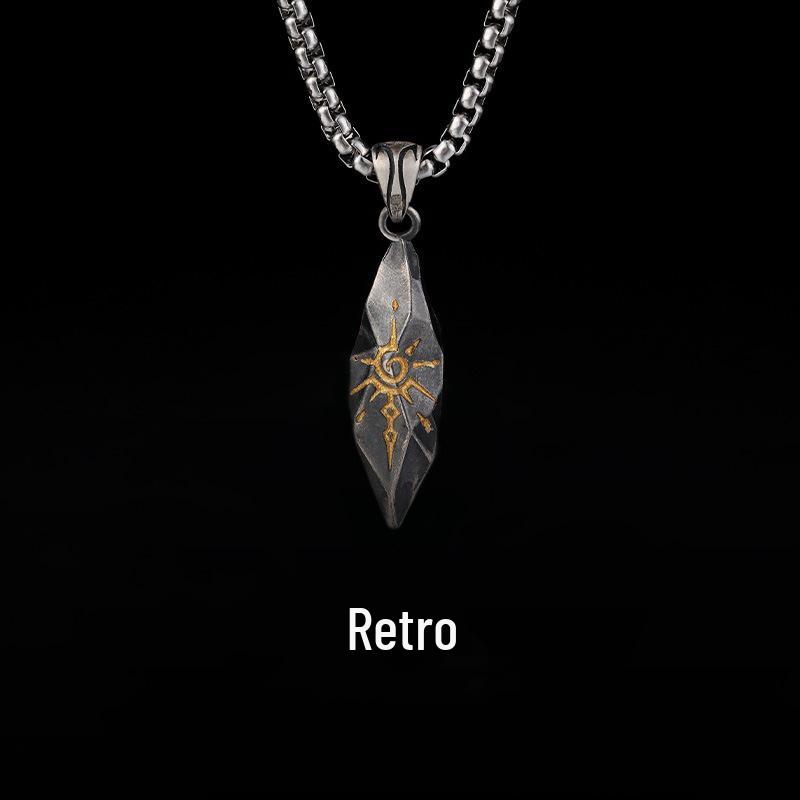 Men's Retro Meteorite Necklace: Luxurious Thai Silver Pendant, Perfect for Christmas or Anniversary Gifts