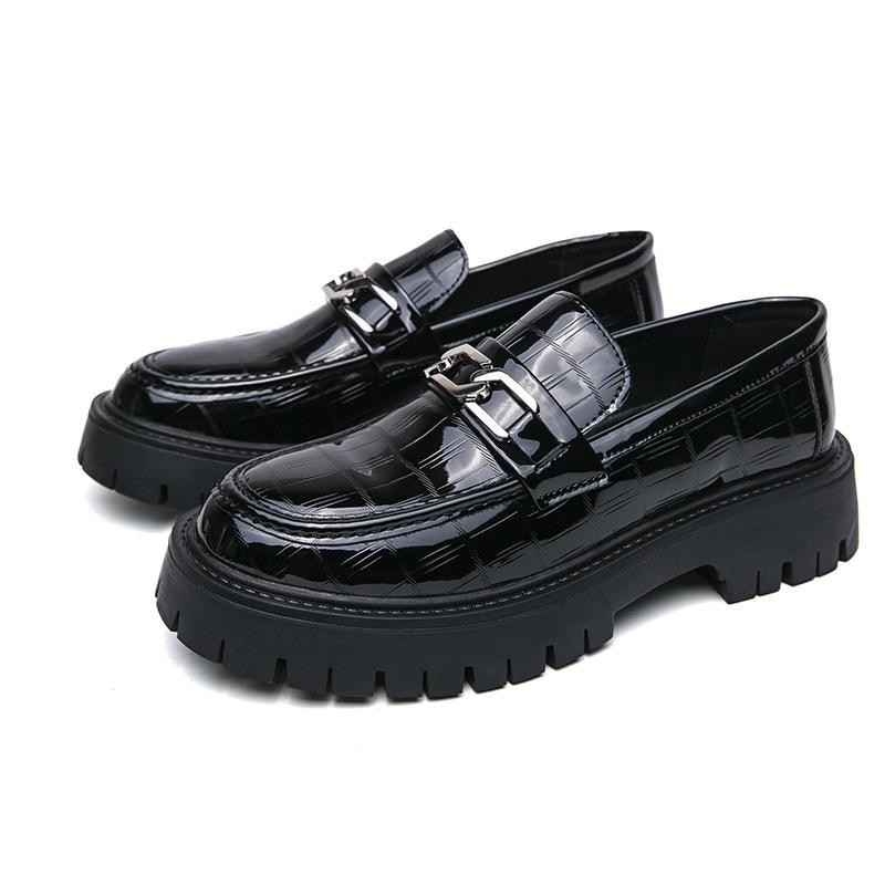 Leather Shoes Men's 2025 Summer Youth British Style Platform Big Head Tooling Loafers Casual Groom Wedding Shoes