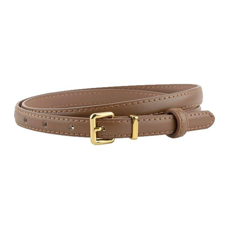 Simple Korean Style Genuine Leather Women's Belt Versatile Ins Style Alloy Jeans Decorative Women's Slender Belt
