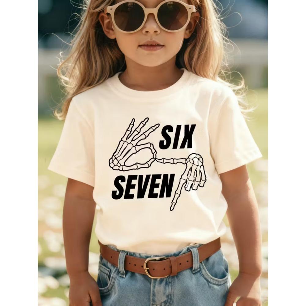 Fashion Men and Women's T-shirt Funny Digital 6 7 Print T-shirt Loose Short Sleeve Tops Summer Casual Kids Clothing