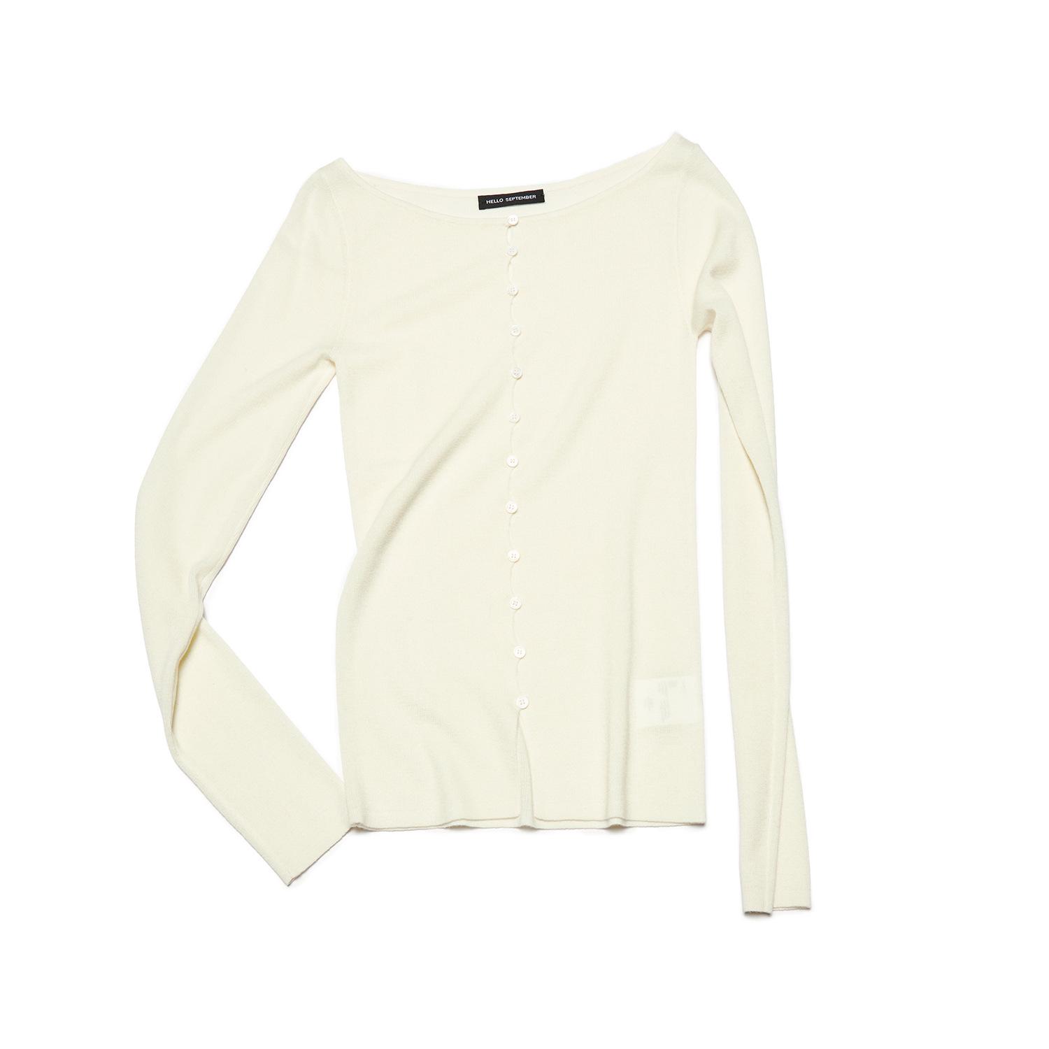 

[Shi Shi] Women s Slim Fit Wool Cardigan - Boat Neck, Single-Breasted, Long Sleeve, Slightly Elastic, V8141