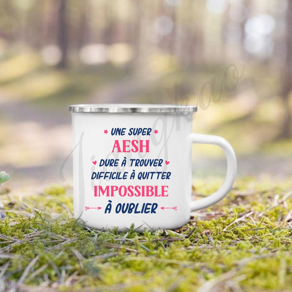 Merci Aesh French Printed Mug Creative Coffee Cups Drinks Enamel Cup Outdoor Camping Handle Drinkware Thanks Gifts for Teacher