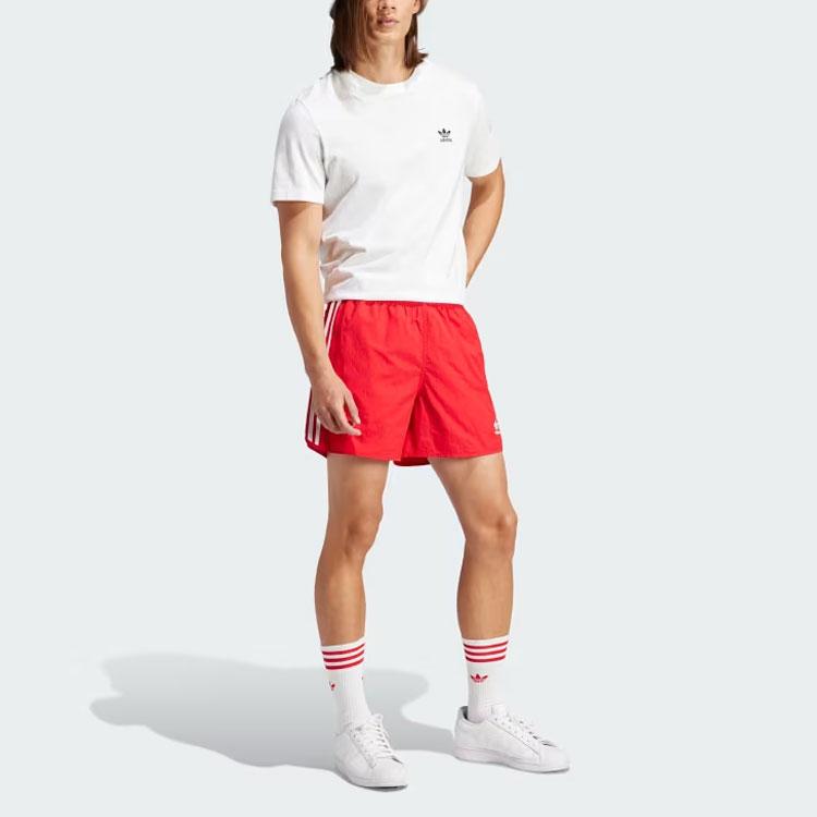 adidas Originals Adicolor Classics Streepjes Logo Borduurwerk Rechte Pijp Casual Korte Broek Heren Shorts Rood IU0771