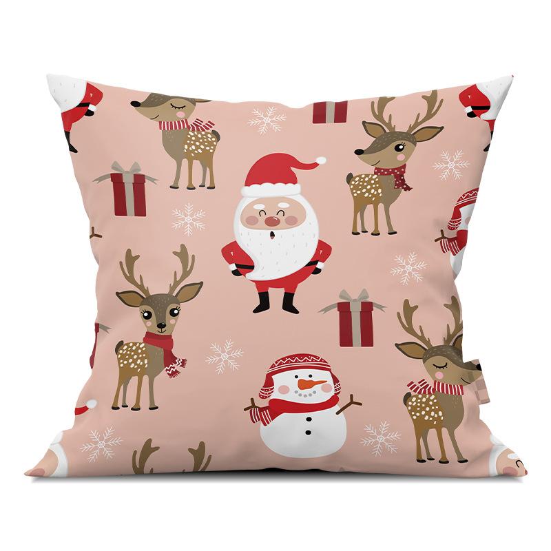 Merry Christmas Pillowcase Cartoon Printing Office Sofa Lumbar Pillow Cover for Home